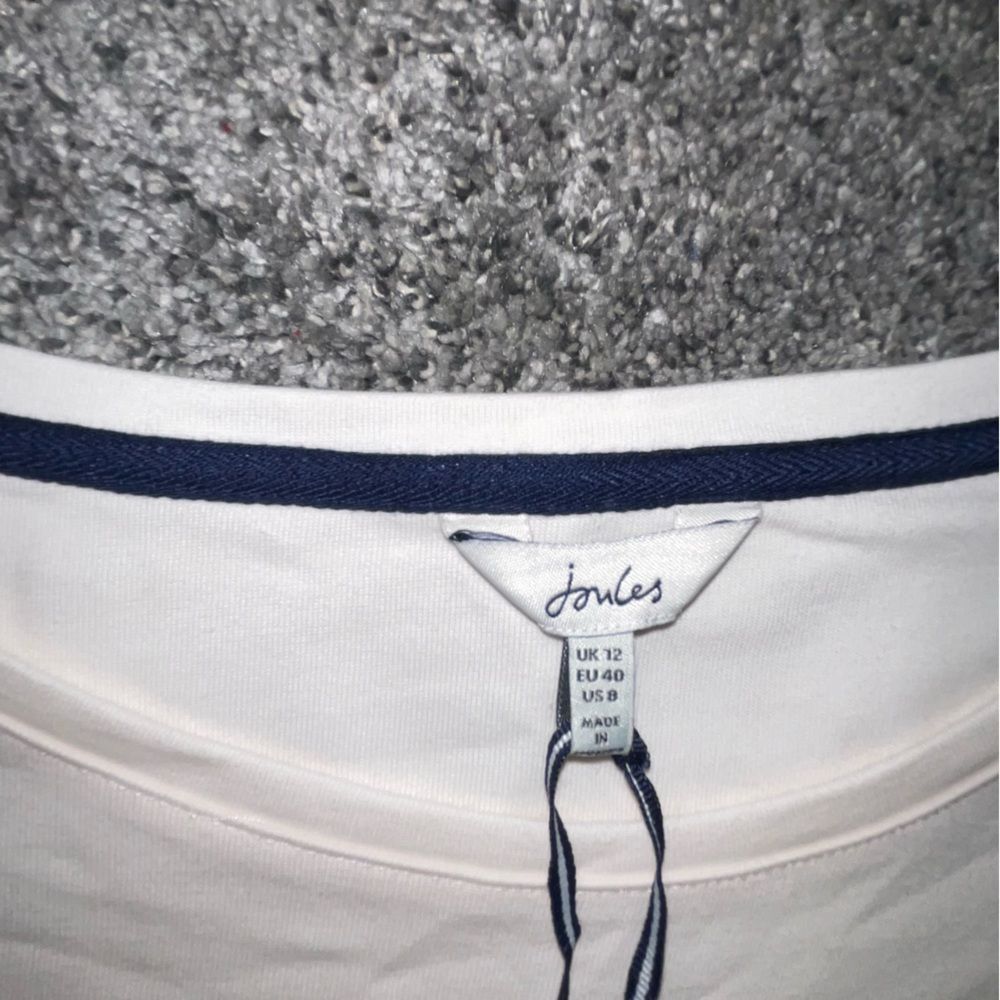 NEW Joules Women thick Top long sleeve shirt white red striped dog blouse size 8 - Picture 14 of 15